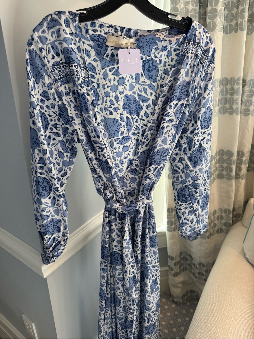 Natalie Martin Blue & White Printed Wrap Dress